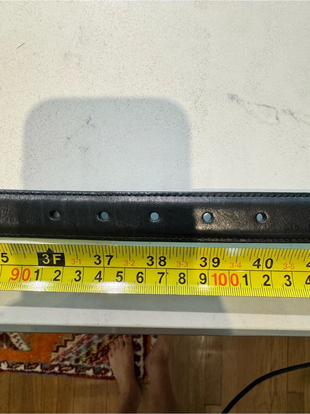 Aritzia Legendary Solid Black Leather Belt with Brass Buckle - Picture 6 of 6